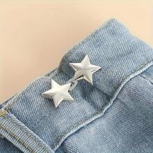 1/4/8 Pair Of Small Star Waist Buckles, Detachable No-Sew Jeans Waist Buckles - Waist Reduction Tool - Seamless Waist Adjustment - Easily Improve Waistline - 1對銀色 - 查看 2