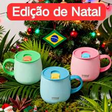 TYESO Festa do final de ano. 1 Peça 12OZ/355ML Novo Copo Térmico Aço Inoxidável, Garrafa Térmica, Xícara de Café de Parede Dupla a Vácuo de Alta Qualidade, Garrafa de Água Criativa Para Carro e Viagem, Festa do final de ano, Natal, Caneca de Viagem Com Leite e Café à Prova de Derramamento Caneca Térmica Com Tampa, Cozinha, Xícara de Café Para Bebidas Quentes e Frias,Xícara de Café da Manhã Para Casa, Adequado Para Casa, Escritório, Viagens Ao Ar Livre, Esportes e Pode Ser Usado Como Presente, Presentes de Natal, presentes para mulheres, presentes para homens, presentes para a mãe, presentes para o Amigo Secreto, canecas de Natal, canecas de inverno. - Rosa - Visão 2