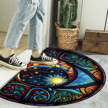 [ Half Round Door Mat] [3D Pattern Carpet (Flat Surface - No Protrusions)]- 1pc, Non-Slip & Absorbent, Perfect For Living Room, Bedroom, Kitchen, And Bathroom Decor, - Multicolor - View 3