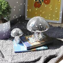 2 Sets Disco-Pilze, Disco-Pilze in Queen-Size, Disco-Pilze mit Spiegel, silberne Disco-Pilze, Discokugel-Dekoration, Disco-Pilz-Dekoration für Zuhause, Bühnenrequisiten, Spielrequisiten, Weihnachten - Silber - Übersicht 5