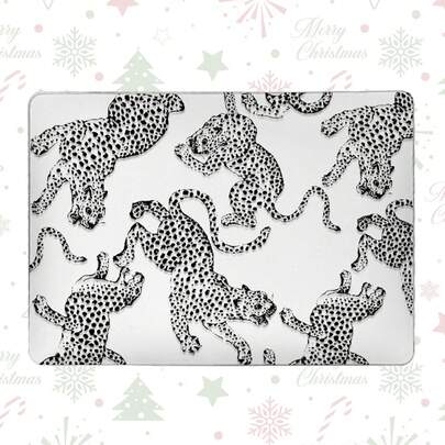 1个黑色豹纹透明超薄亚克力笔记本电脑保护壳，磨砂防指纹，全方位防摔，2026新款3D散热孔设计，适用于Air13 2025/Pro 16 M4/M3/M2，商务办公必备保护套