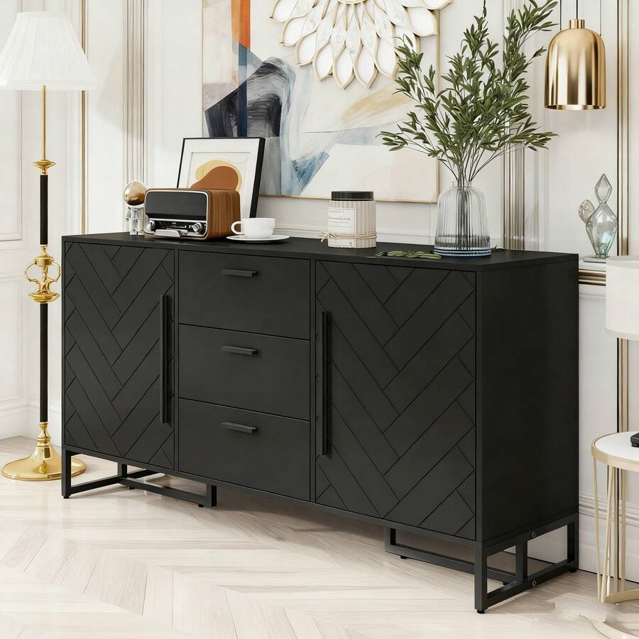 Storage Cabinets - Black + MDF - View 1
