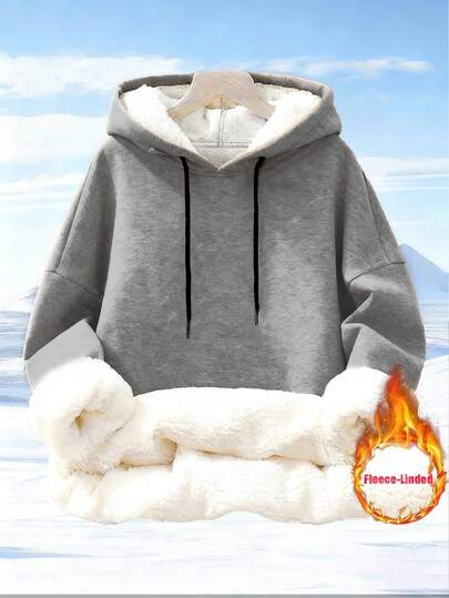 女士冬季保暖内衬套头卫衣，带口袋，舒适拉链前襟休闲卫衣，适合日常穿着、户外、旅行、办公、健身