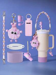 适用于30盎司/40盎司保温杯的7件套配件包，包括：1个手柄带、1个硅胶吸管套、1个硅胶杯套、3个悬挂配件