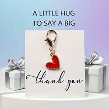 10pcs Gold Water Drop Keychain Set With Red Heart Pendant, Christmas And Business Gift, Employee And Customer Appreciation Gift - Multicolor - View 7