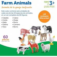Learning Resources Farm Animal Counters - 60 Piezas, Edades 3+ aos Juguetes de Desarrollo Temprano, Animales de Granja para Nios, Figuras de Animales para Nios, Animalitos de Plastico - Contadores de animales de granja - Ver 7