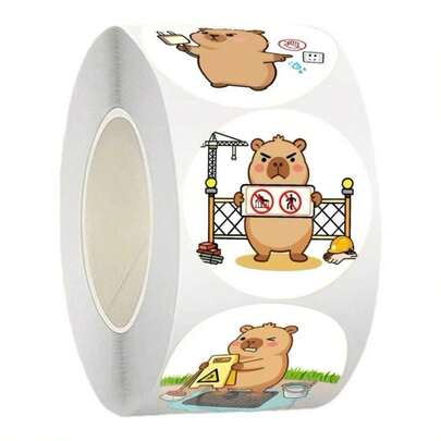 500张水豚贴纸 - PVC材质，自粘式，可爱动物图案，闪光效果，适用于笔记本电脑、剪贴簿、手机、滑板、吉他等 - 是DIY项目和节日礼物的理想之选，笔记本贴纸|趣味贴纸|贴纸