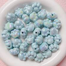 20pcs Creamy UV Glow Cat Paw Beads, Acrylic Straight Hole Charms For DIY Phone Chains & Keychains - Jewelry Making Supplies