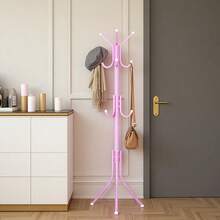 Perchero vertical para abrigos y sombreros con 8 ganchos perchero organizador vertical armario hogar colgador ropa sombreros diseño moderno resistente multifuncional almacenamiento entrada dormitorio fácil uso - Rosa - Ver 9