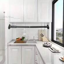 1pc Heavy Duty Adjustable Tension Curtain Rod, No Drilling Required, Suitable For Showers, Wardrobes, Windows, Towel Racks - Metal And Plastic Home Accessories