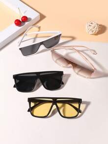 4 piezas Gafas de moda con marco cuadrado grande de policarbonato para jóvenes de 12 a 16 años, para uso diario y coordinación con ropa de exterior - Multicolor - Ver 3