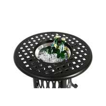 Aluminum Outdoor Table With Ice Bucket, Patio Side Table, Aluminum Side Table With Adjustable Foot Pads, Small Outdoor Coffee Table - 黑色 - 查看 5