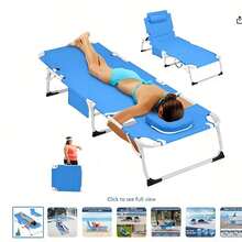 3-In-1 Sun Lounger With Face Opening - 5-Position Adjustable Reclining Angle Beach Lounger, Suitable For Pools And Outdoor Use - Portable Folding Design, With Headrest, Arm Slots And Storage Bag - Weight Capacity 440 Lbs - Rose Red - View 5