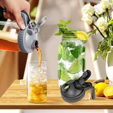 3pcs Square Glass Water Bottle With Lid And Spout, Refrigerator Water Bottle With Handle, Borosilicate Glass Water Bottle Suitable For Hot/Cold Drinks, Large Water Bottle For Spring And Summer Outdoor Gatherings Suitable For Iced Tea, Coffee, Juice, Milk, And Beverages. - Black - View 4