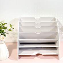1 pieza Soporte de documentos con forma de abanico, organizador de archivos de escritorio multicapa, estantería de clasificación de archivos, estantería de almacenamiento de escritorio creativa - Una pieza - Ver 4