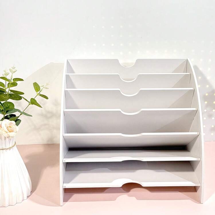 1pc Fan-Shaped Document Holder, Multi-Layer Desk File Storage Organizer, Classification File Rack, Creative Desktop Storage Shelf - Single Piece - View 4