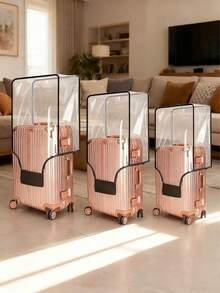 1pc Transparent PVC Luggage Cover, Suitable For 20/24/28 Inch Suitcases, Waterproof Dustproof Travel Luggage Protector, Thick PVC Material, Scratch-Resistant, Essential For Home - Clear - View 2