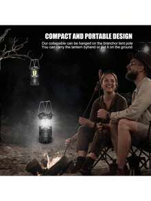 2pcs LED Battery Powered Lights, Portable Survival Battery Powered Lights, Camping Lantern, Suitable For Hurricane, Emergency, Storms, Power Outage, Foldable Outdoor Lights - 2 Black - View 6