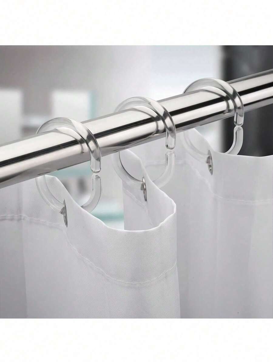 12/24pcs Shower Curtain Hooks Rings, Plastic Shower Curtain Rings, Curtain Hooks For Bathroom Shower Rod, Shower Hooks Rings Loops For Shower Curtain Home Bathroom Decor Fall Decor Bathroom Accessories Back To School - Multicolor - View 1