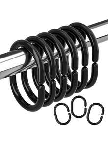 12/24pcs Shower Curtain Hooks Rings, Plastic Shower Curtain Rings, Curtain Hooks For Bathroom Shower Rod, Shower Hooks Rings Loops For Shower Curtain Home Bathroom Decor Fall Decor Bathroom Accessories Back To School - Multicolor - View 4