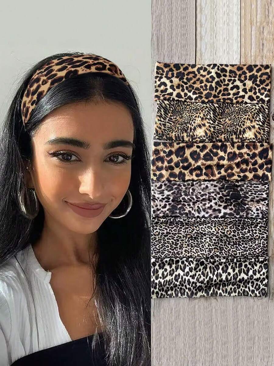 1pc Chic Leopard Print Headband, Elastic Fashion Retro Straight Fabric Sports Yoga Sweatband, New Leopard Print Headband, Street Fashion Hair Accessory Animal Hair Bands Casual Head Wrap Women Hair Accessories Summer Outfits,Festival,Party - Multicolor - View 1