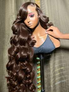 250% Chocolate Brown Body Wave Wig Human Hair Wigs 13X4 Lace Front Wig #4 Light Brown Long Body Wave T Part Lace Frontal Wig Pre Plucked Hairline Transparent Lace Frontal Wig Christmas Gifts For Women