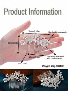 1 pieza Peine de cabello para boda hecho a mano con cristales, diseño vintage de flor, hoja y mariposa, accesorio de cabello nupcial para el Día de San Valentín - Plateado - Ver 10