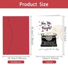 1PC Funny Valentine's Day Card 'You're Just My Type',Favorite Love Story, Anniversary Greeting Cards, Typrewriter, Love Blank Card, Birthday Card For Boyfriend, Husband, Wife - one-size - View 2