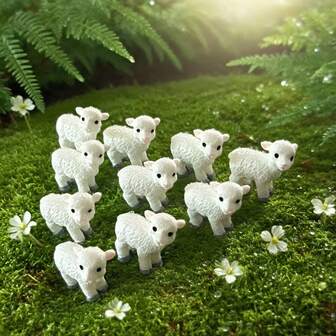 6pcs Mini Resin Sheep Figurines, Cute Lamb Decor, Suitable For Plants, Parties, Gardens, Terrariums, Aquariums, Dollhouses, DIY Crafts
