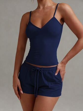 XLLAIS 性感露背V领女士吊带背心，弹力休闲细肩带夏季白色上衣