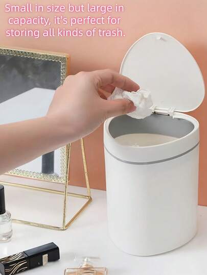 Mini Trash Can With Lid, Small Compact, Plastic Desktop Garbage Bin With Flip Cover Design To Prevent Odor Leakage, Suitable For Office, Home, Bedroom, Dorm, Bathroom, Kitchen Countertop And More. Multi-Purpose Trash Can For Peels, Shredded Paper, Food Scraps, Makeup Wipes Etc. Space-Saving, Portable & Minimalist, Easy To Clean