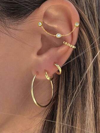 1 pieza Pendientes de plata de ley 925 con colgante, accesorios de pendientes para mujer, accesorios de diamantes versátiles incrustados