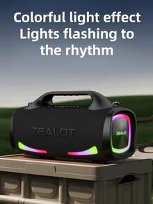 ZEALOTS79 100W 無線喇叭，具備 RGB 彩色燈光、支援 SD 卡/USB/AUX 介面，並可進行免持通話。適合戶外活動、舞會、家庭聚會及海灘派對 - 均碼 - 查看 8