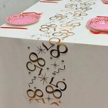 1pc Rose Gold Number Birthday Table Runner, 45th Birthday, 11.02*108.27/196.85/393.7 Inches, Birthday Party Decoration, Anniversary Retirement Party Supplies, Birthday Celebration, Party Supplies, Father's Day, Mother's Day - Rose Gold - View 31