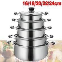 Induction Non Stick Stainless Steel Cookware Cooking Pots Pan With Lids - 銀色 - 查看 11