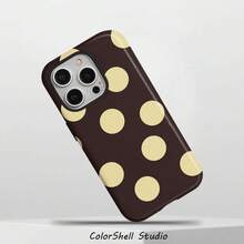 A Phone Case With A Butter Yellow Polka Dot Design, Compatible With For Iphone Models 17, 17 Pro, 16 Pro Max, 16, 15, 13, 14, 12, 11, 8, 7, XS, And XR, Making It A Great Gift Option For Friends, Phone Case - style1(1pc) - 查看 6