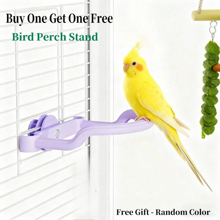 2pcs Bird Perch, U-Shaped Bird Stand Toy, Colorful And Aesthetically (1 Purple + 1 Random Color), Suitable For Claw Grinding And Exercise As Cage Accessories, Applicable For Medium And Small Parrots