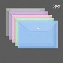 10/8/5pcs A4 Clear Document Bags, Large Capacity Thick Snap Closure Storage Bags, High-Quality Pencil Case - Flat Mouth - View 12