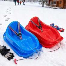 70x49cm Sled With Safety Belt And Tow Rope, Random Color - Winter Skiing Tool, Outdoor Leisure Skiing Equipment - Random Color - View 1
