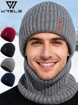  WRELS 1개 가을과 겨울 패셔너블한 니트 모자, 두꺼운 벨벳 얀 캡, 부드럽고 편안함, 따뜻하고 방한 귀 보호 모자, 달리기 및 사이클링 야외 스키 모자, 유니섹스 방풍, 따뜻하고 두꺼운 스트레치 비니 겨울 장비