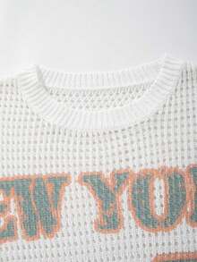 ANDREILEE Style coréen décontracté unisexe pour le printemps/été, Top à col rond à manches courtes avec numéros et lettres graphiques, épaules tombantes, coupe ample - Blanc - Voir 4