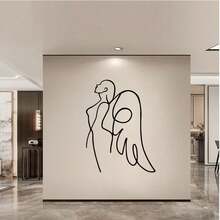 CIFbuy 1 件复古天使翅膀墙饰，女士专属 - 大型金属墙饰，圣诞家居装饰，适用于客厅、卧室、玄关 - 独特的现代线条艺术设计。适合房间装饰、墙面装饰、家居装饰、浴室装饰、咖啡吧必备品、墙面艺术、婚礼装饰。 - 彩色 - 查看 6