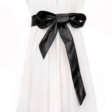 1pc Double-Layer Knotted Minimalist PU Leather Waist Belt, Casual Daily Wear - Black - View 1