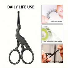 1件装男女通用不锈钢鹤形鼻毛修剪器，圆头小剪刀，眉毛修剪工具，清洁剪刀，适用于修剪眉毛、鼻毛、胡须、耳毛，不锈钢眉剪，男女通用专业面部毛发修剪剪刀 - 彩色 - 查看 6