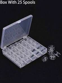 1pc Sewing Machine Bobbin Storage Box, Transparent Plastic Organizer Case With 25/36 Slots, For Household Sewing Accessories