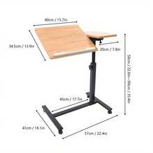 SENDERPICK Mesa de ordenador con ruedas - Color de madera negra y natural - Ver 1