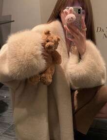 Women Coats - 米杏色 - 查看 4