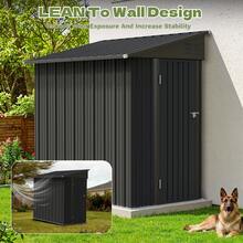 Flamaker 6x4 FT Outdoor Storage Shed, Lean To Storage Shed, Garden Tool Metal StorageHouse With Lockable Door, 2 Air Vents And Sloped Roof For Backyard, Patio, Lawn, Black - màu đen - Xem 3