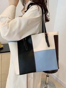 32*12*28厘米 时尚大容量多口袋单肩手提包，休闲女士大包，适合装笔记本电脑，简约风格，休闲度假之选 - 藍色 - 查看 6