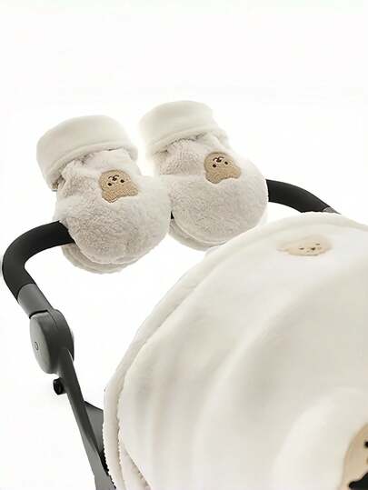 1只可爱小熊婴儿推车暖手手套，保暖内衬，通用型，适用于各种推车，妈妈必备配件